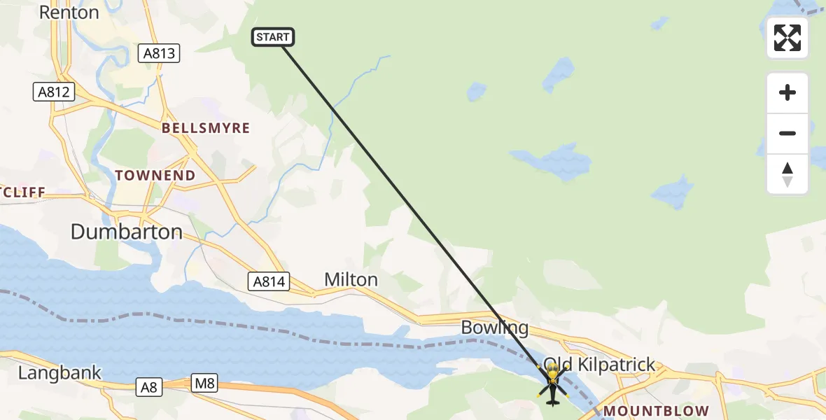 Flight route Police Helicopter Dumbarton - Erskine, 15 October 2026, 10:32