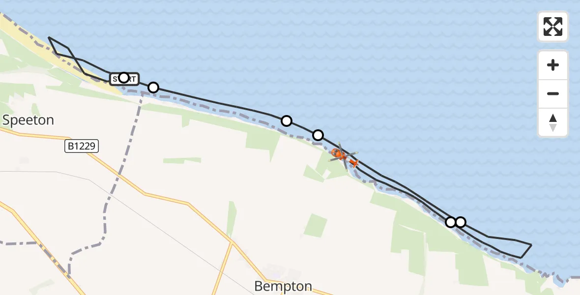 Flight route Coastguard Helicopter Bempton - Bempton, 15 October 2026, 11:46