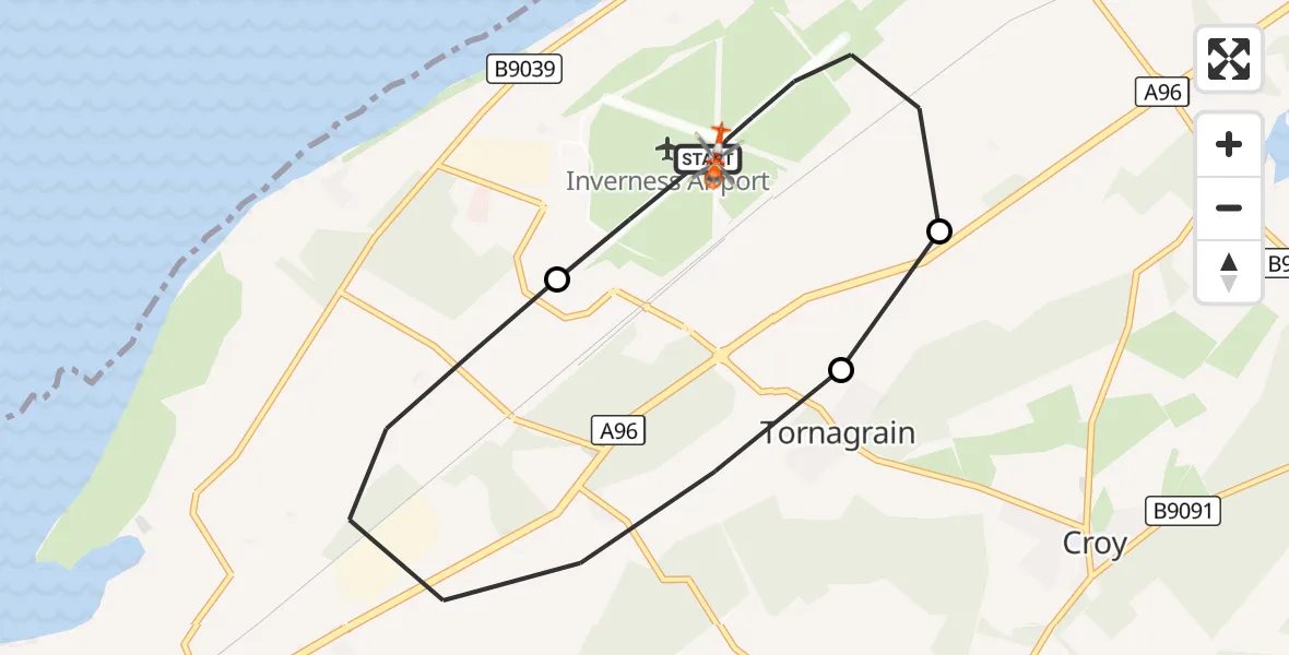 Flight route Coastguard Helicopter Inverness Airport - Inverness Airport, 15 October 2026, 13:31