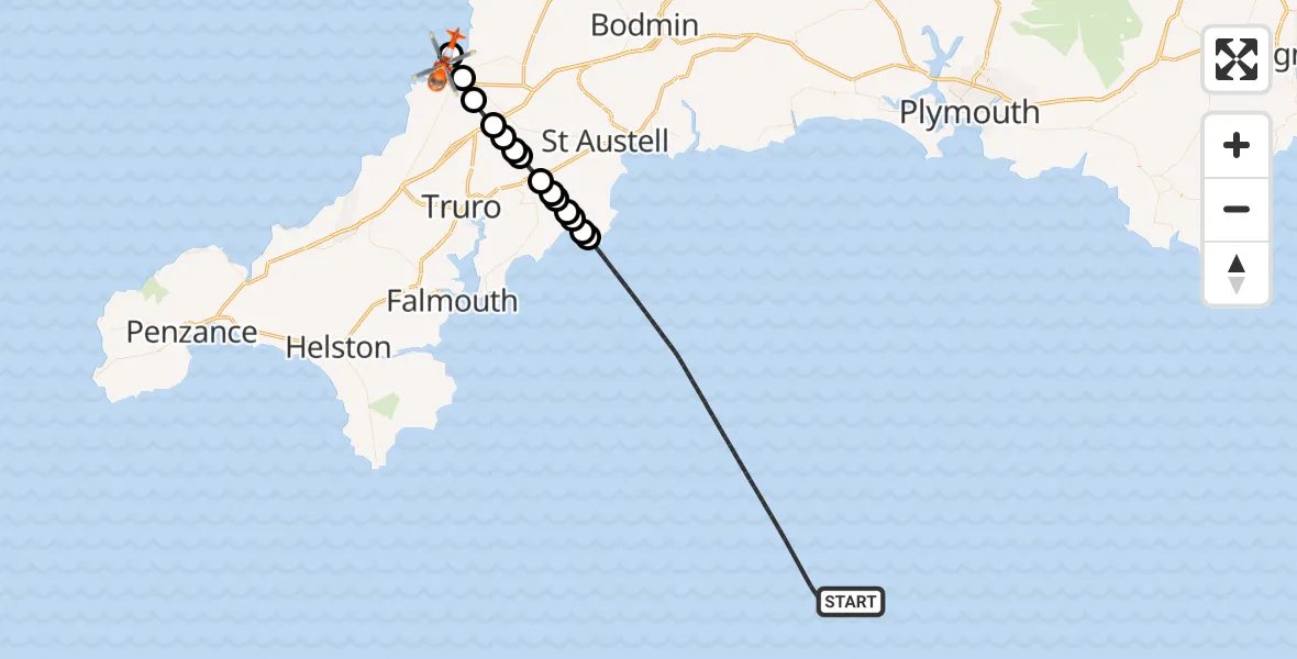 Flight route Coastguard Helicopter English Channel - Bristol Channel, 15 October 2026, 14:21