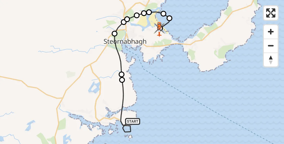 Flight route Coastguard Helicopter Inner Seas - Stornoway Airport, 15 October 2026, 18:23