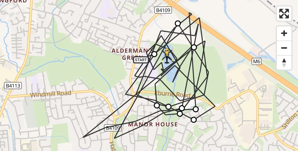 Flight route Police Helicopter Manor House - Manor House, 16 October 2026, 10:07