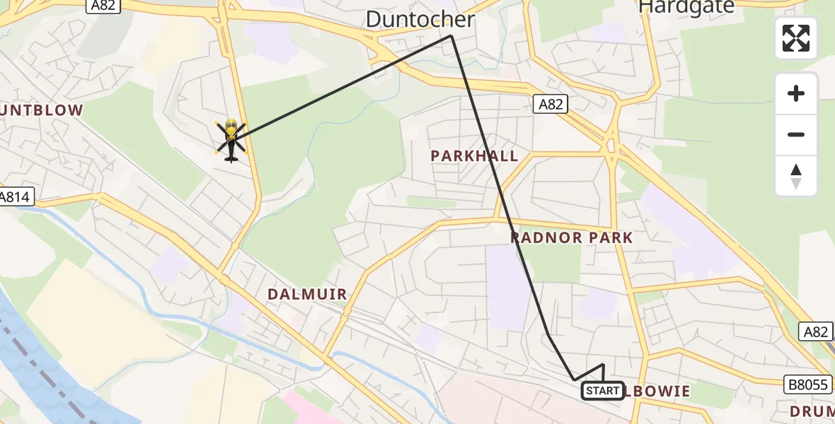 Flight route Police Helicopter Clydebank - Duntocher, 16 October 2026, 10:28