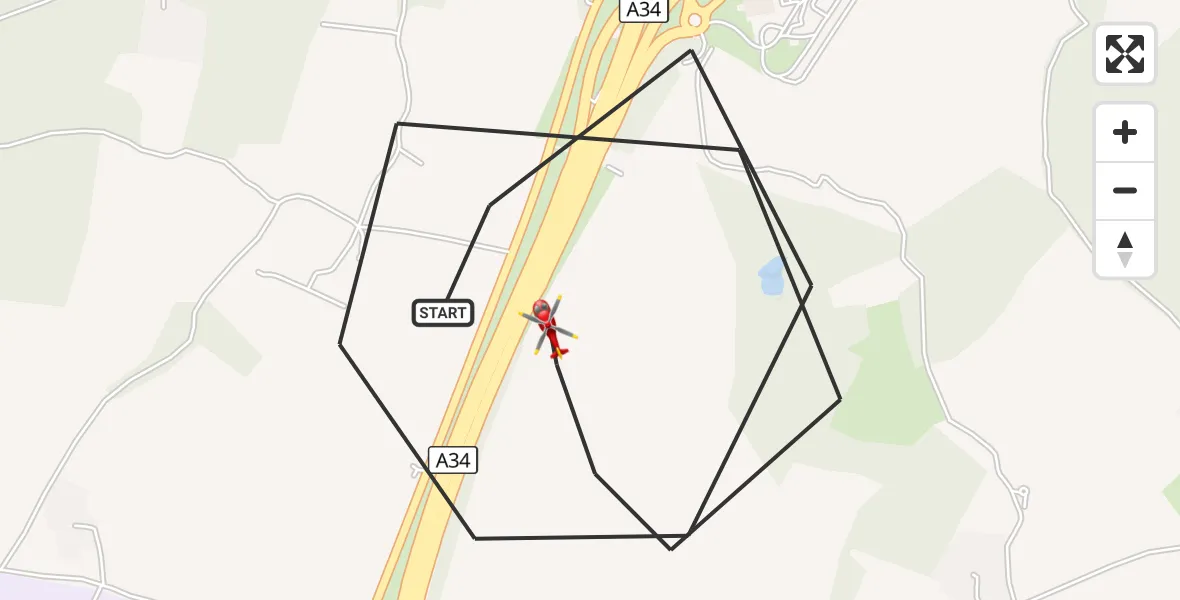 Flight route Air Ambulance Helicopter Chieveley - Chieveley, 16 October 2026, 10:33
