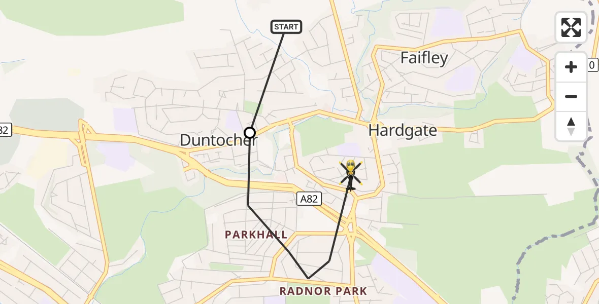 Flight route Police Helicopter Duntocher - Faifley, 16 October 2026, 10:51