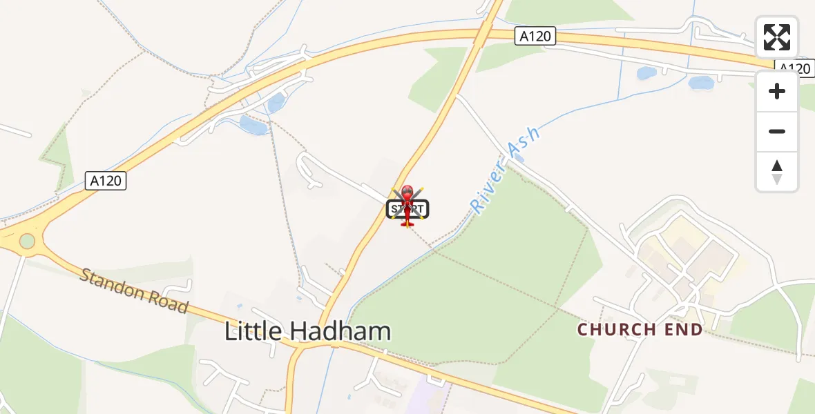 Flight route Air Ambulance Helicopter Little Hadham - Little Hadham, 16 October 2026, 10:54
