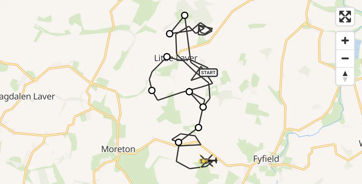 Flight route Police Helicopter Little Laver - Moreton, 16 October 2026, 12:48