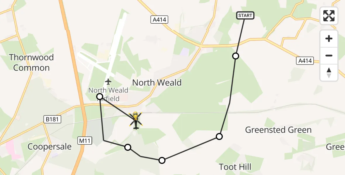 Flight route Police Helicopter Epping Forest - Epping Forest, 16 October 2026, 13:04