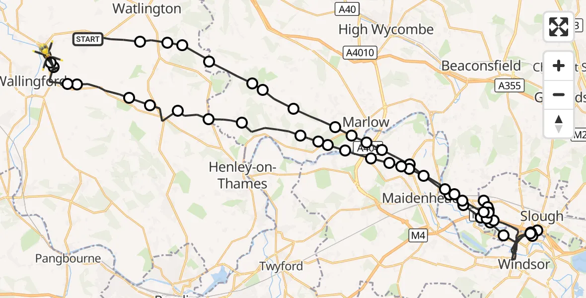 Flight route Police Helicopter Ewelme - RAF Benson, 16 October 2026, 13:36