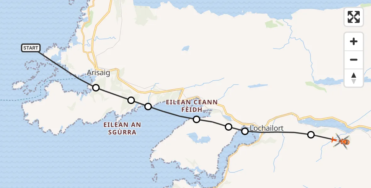 Flight route Coastguard Helicopter Inner Seas - Essan, 16 October 2026, 15:22