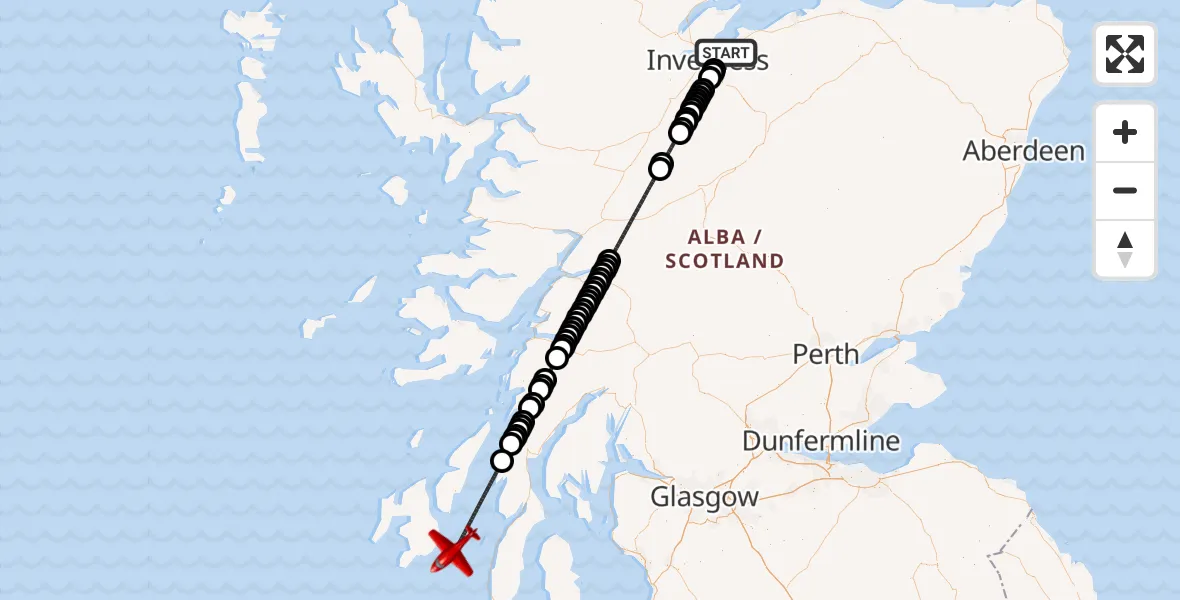 Flight route Air Ambulance Aircraft Inverness - Inner Seas, 16 October 2026, 15:37