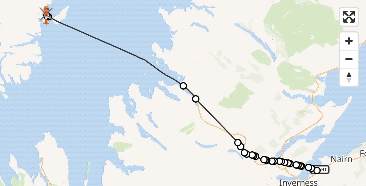 Flight route Coastguard Helicopter Inverness Airport - Stornoway Airport, 16 October 2026, 16:32