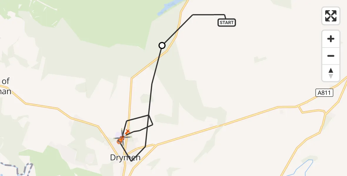 Flight route Coastguard Helicopter Stirling - Drymen, 16 October 2026, 17:01