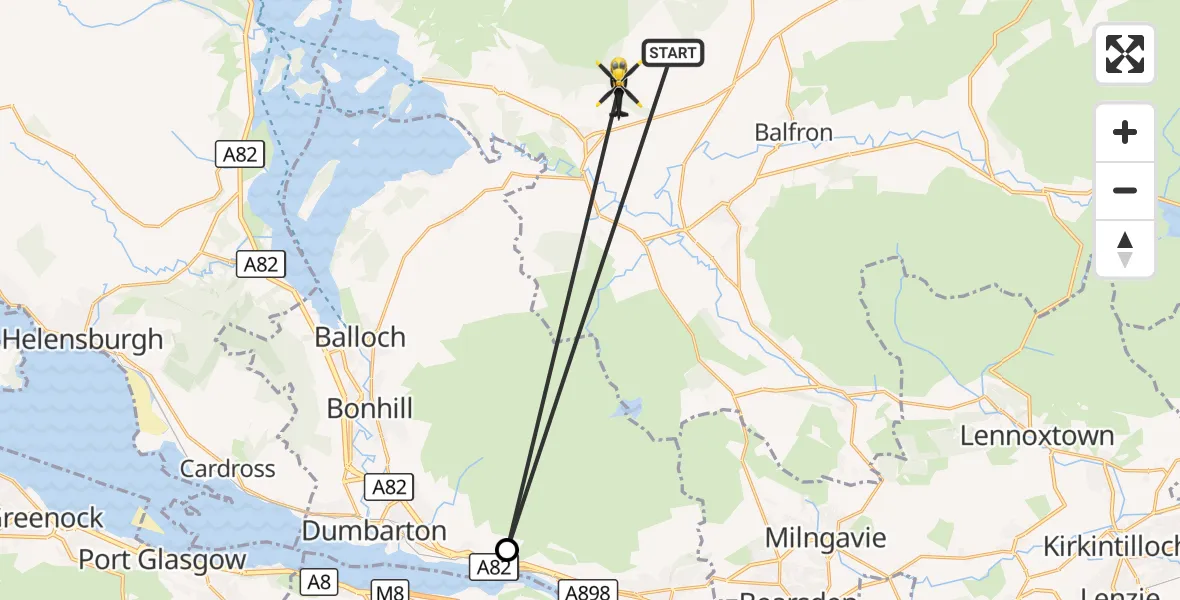 Flight route Police Helicopter Stirling - Drymen, 16 October 2026, 17:04