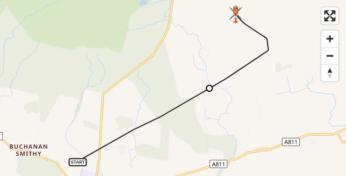 Flight route Coastguard Helicopter Drymen - Stirling, 16 October 2026, 17:15