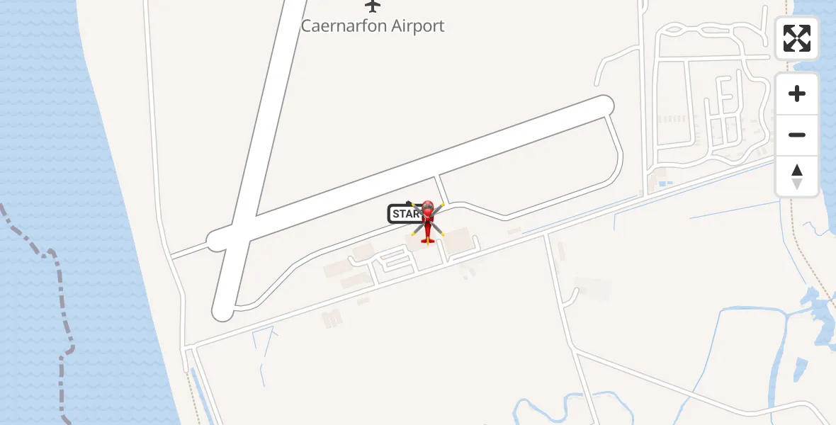 Flight route Air Ambulance Helicopter Caernarfon Airport - Caernarfon Airport, 16 October 2026, 17:39