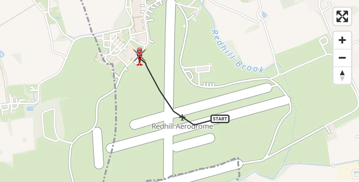 Flight route Air Ambulance Helicopter Redhill Aerodrome - Redhill Aerodrome, 16 October 2026, 17:41