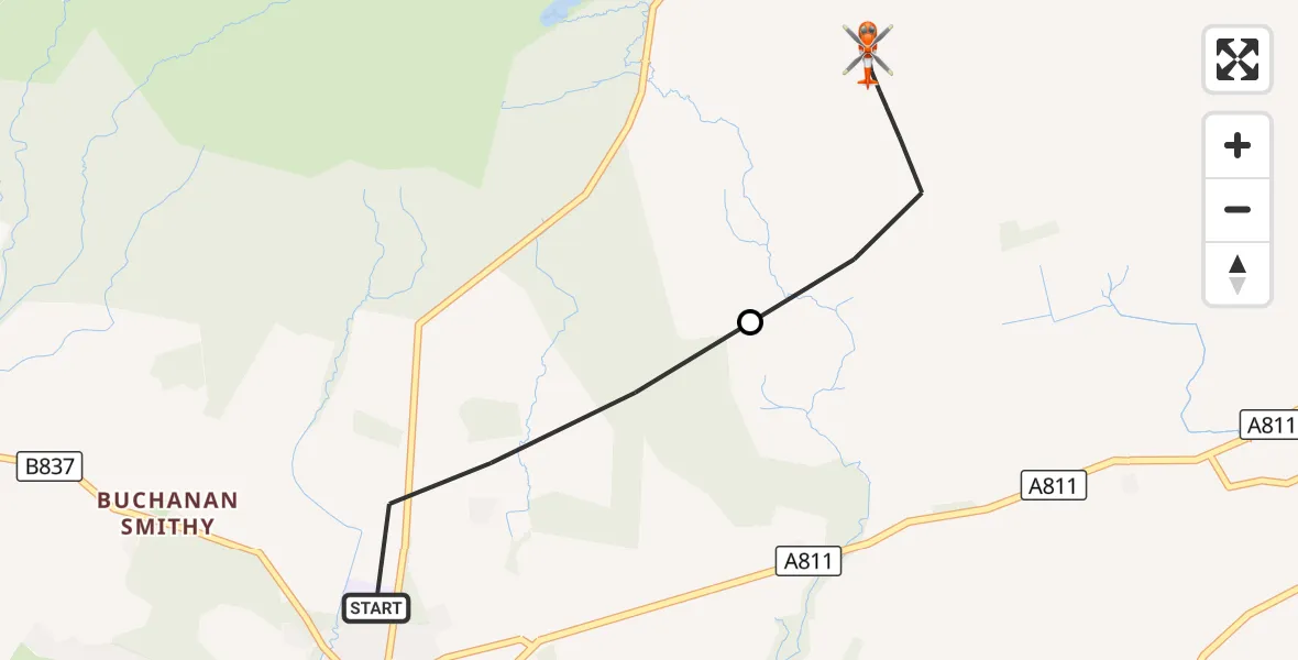 Flight route Coastguard Helicopter Drymen - Stirling, 16 October 2026, 17:43