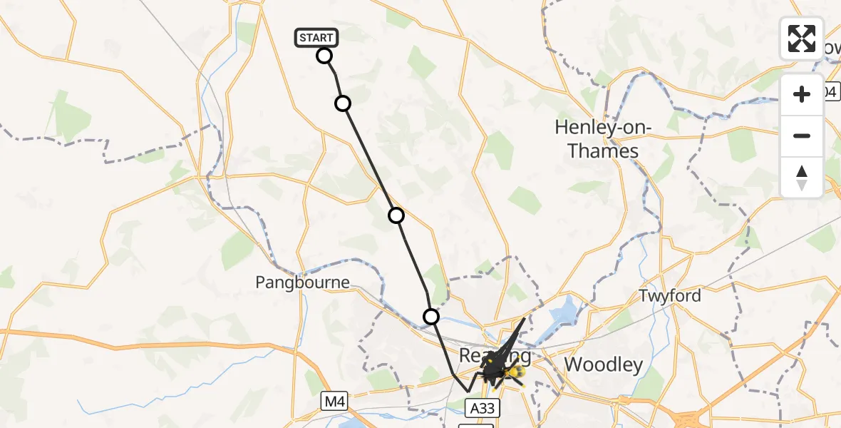 Flight route Police Helicopter South Oxfordshire - Reading, 16 October 2026, 20:50