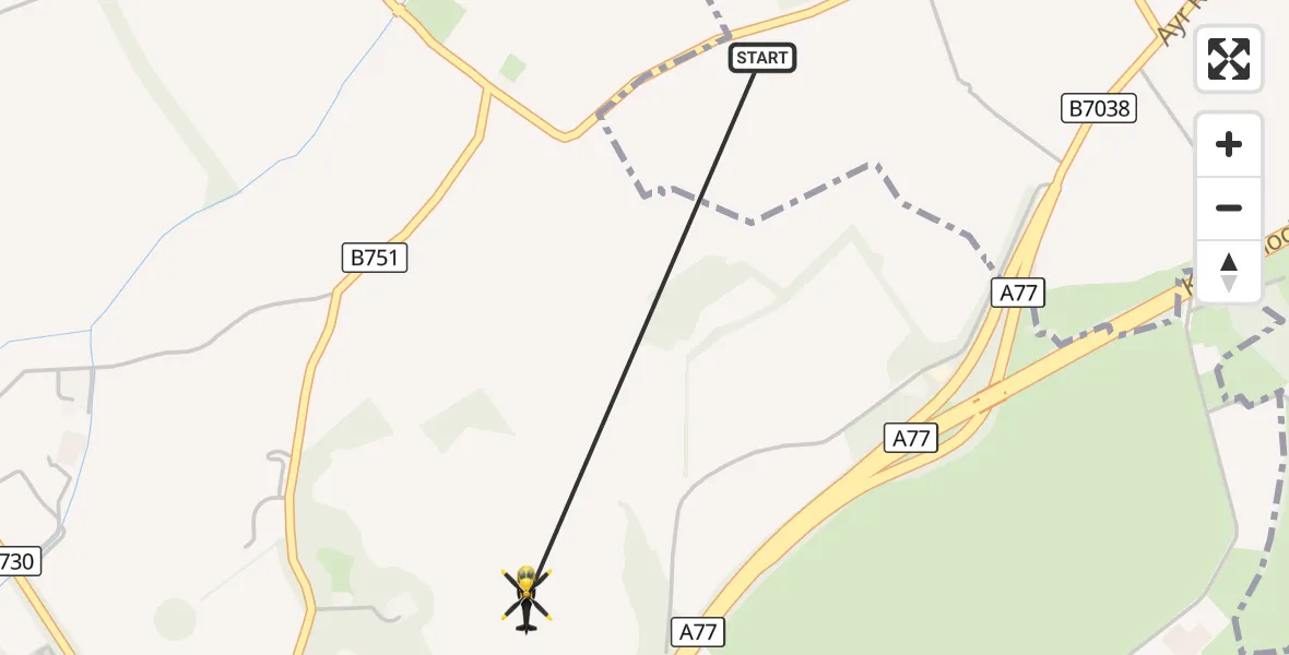 Flight route Police Helicopter Earlston - Bogend, 16 October 2026, 23:00