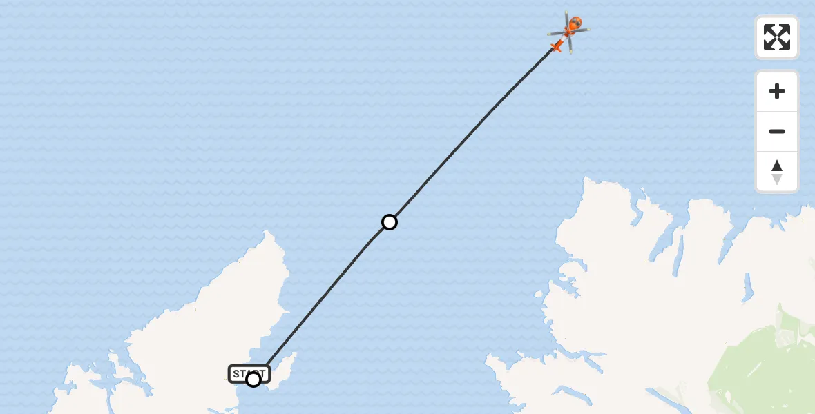 Flight route Coastguard Helicopter Stornoway Airport - North Atlantic Ocean, 17 October 2026, 07:30