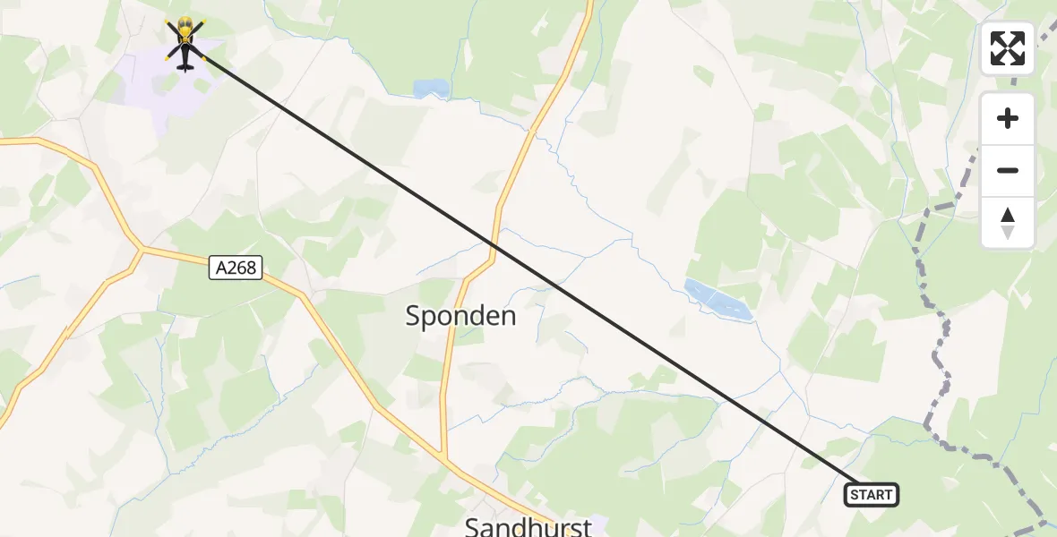 Flight route Police Helicopter Sandhurst - Hawkhurst, 17 October 2026, 09:12