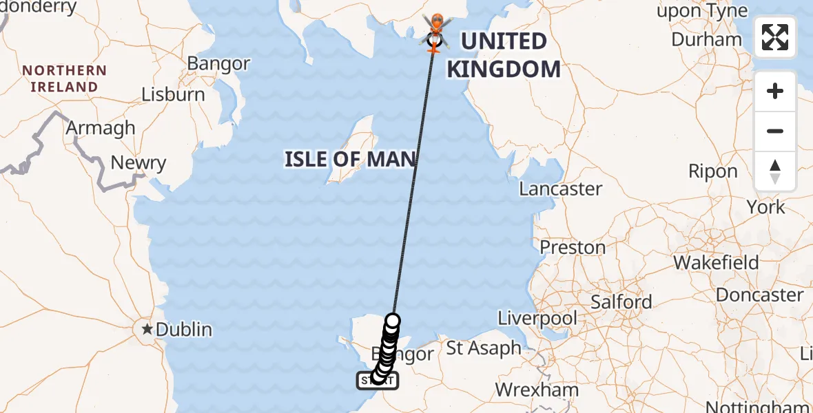 Flight route Coastguard Helicopter Caernarfon Airport - Rascarrel, 17 October 2026, 09:33