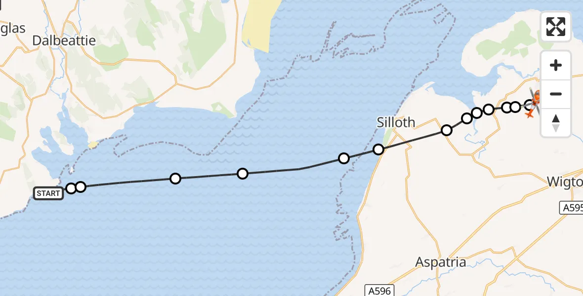 Flight route Coastguard Helicopter Auchencairn - Kirkbride Airfield, 17 October 2026, 12:30