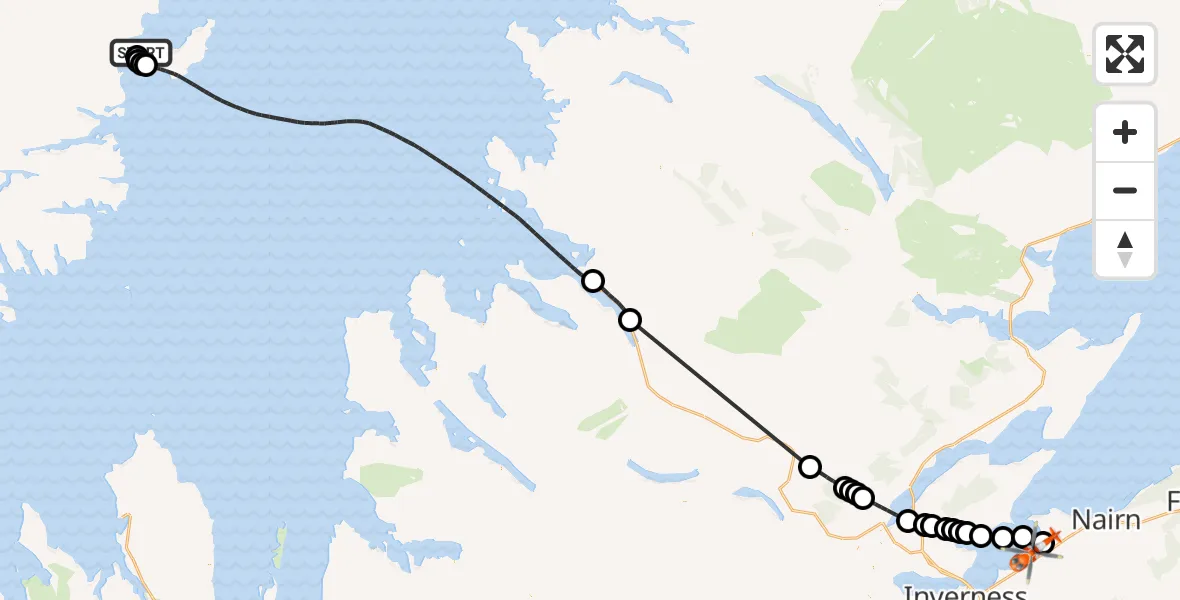 Flight route Coastguard Helicopter Stornoway Airport - Inverness Airport, 17 October 2026, 13:40