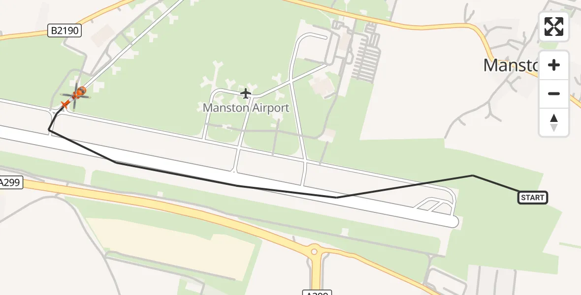 Flight route Coastguard Helicopter Manston Airport - Manston Airport, 17 October 2026, 15:35