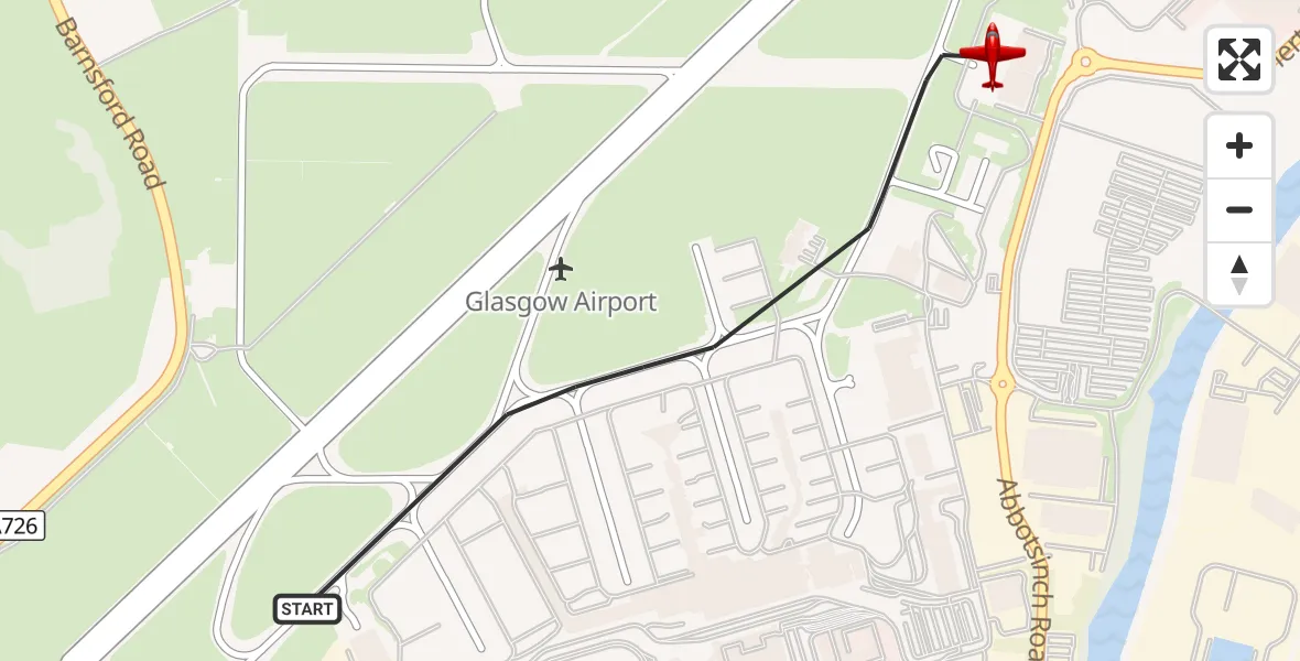 Flight route Air Ambulance Aircraft Glasgow Airport - Glasgow Airport, 18 October 2026, 05:54
