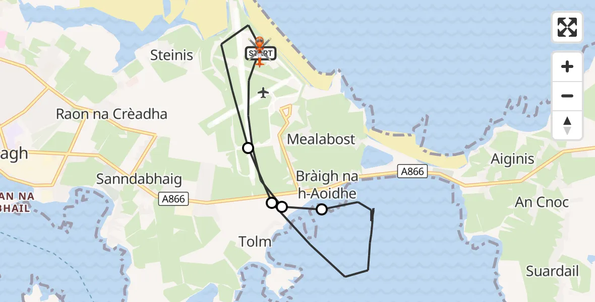 Flight route Coastguard Helicopter Stornoway Airport - Stornoway Airport, 18 October 2026, 09:23