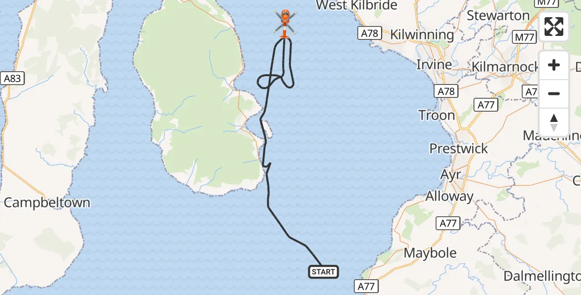 Flight route Coastguard Helicopter Inner Seas - Inner Seas, 18 October 2026, 14:43