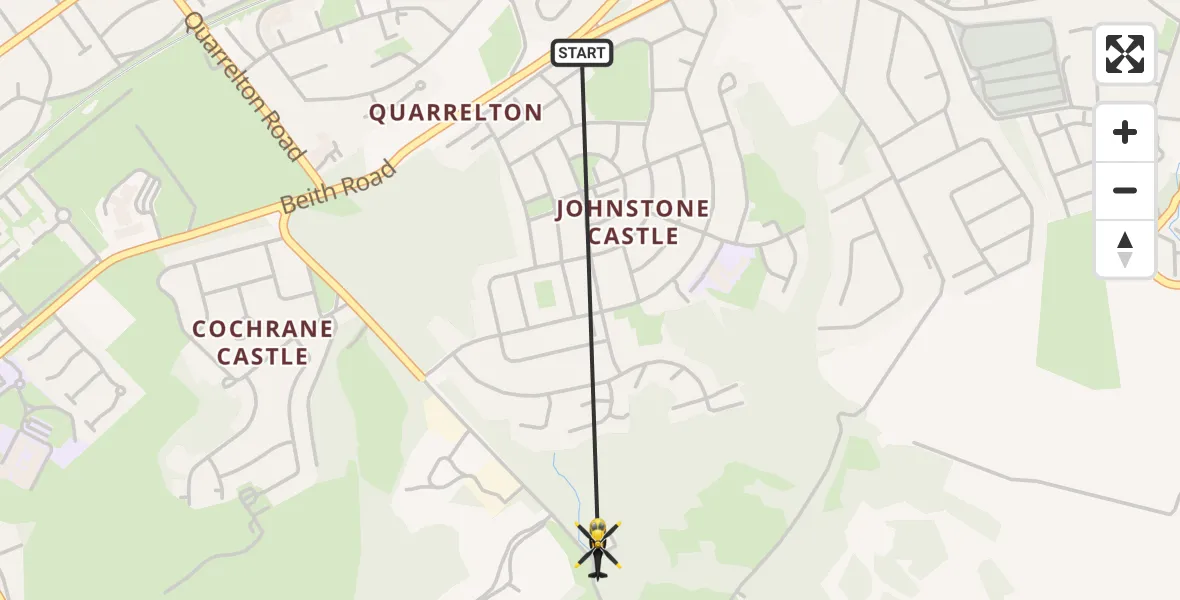 Flight route Police Helicopter Johnstone - Johnstone, 18 October 2026, 18:48