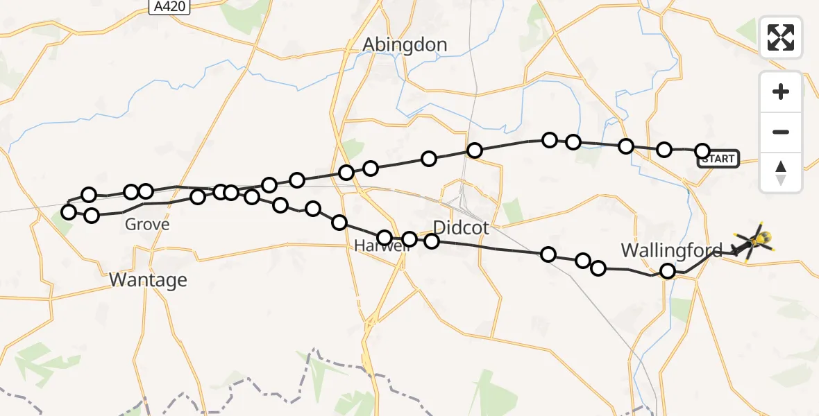 Flight route Police Helicopter Berrick Salome - Benson, 18 October 2026, 19:03