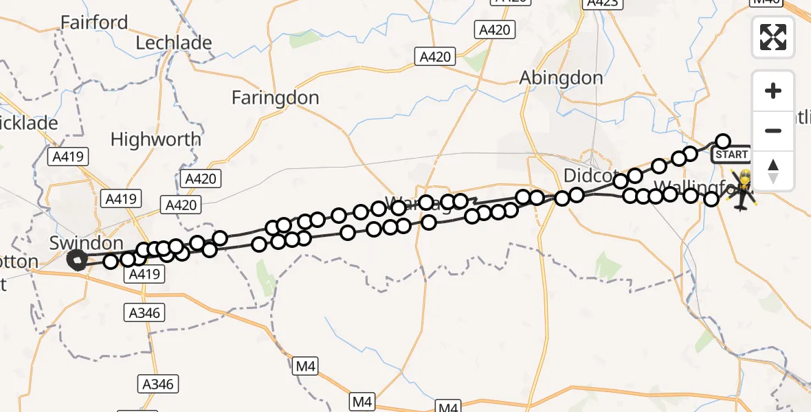 Flight route Police Helicopter RAF Benson - Benson, 18 October 2026, 19:22