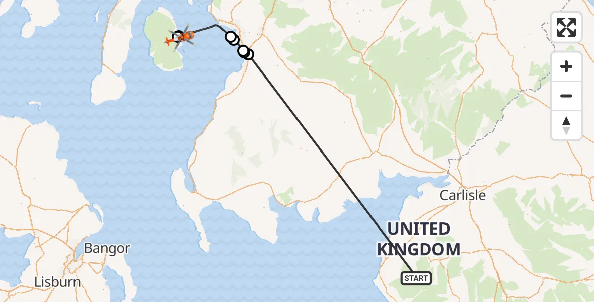 Flight route Coastguard Helicopter Buttermere - North Corriegills, 18 October 2026, 22:10