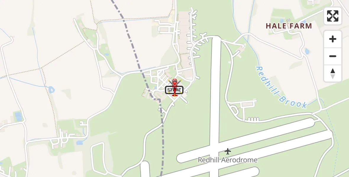 Flight route Air Ambulance Helicopter Redhill Aerodrome - Salfords, 19 October 2026, 07:25