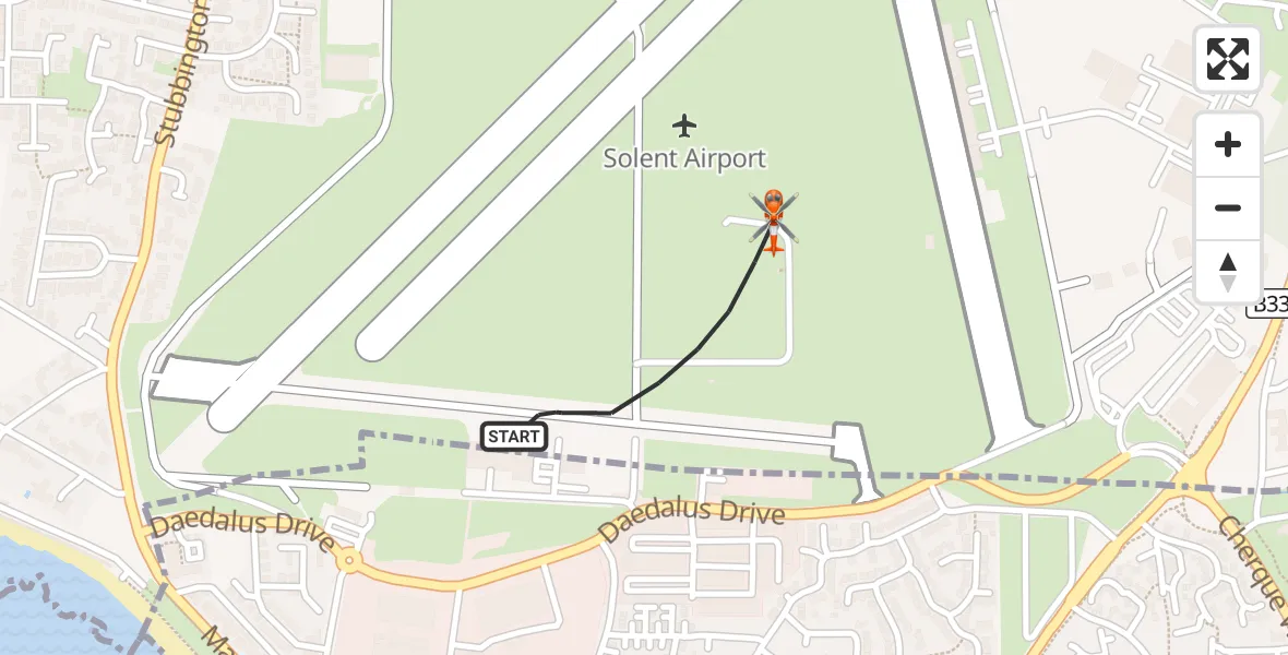 Flight route Coastguard Helicopter Solent Airport - Solent Airport, 19 October 2026, 08:40