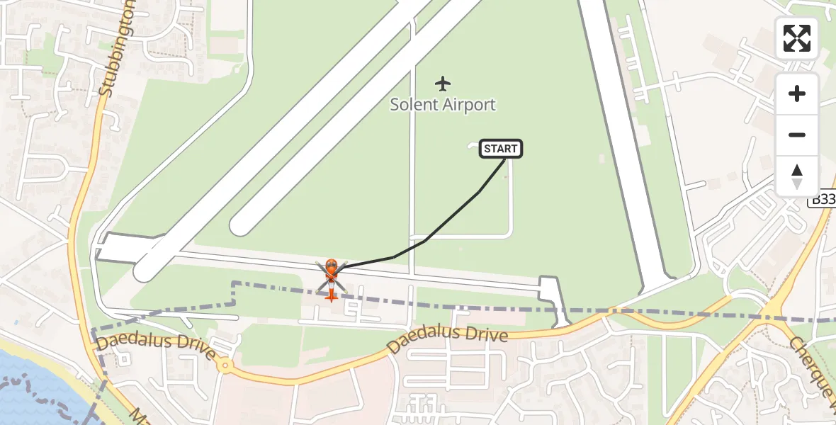 Flight route Coastguard Helicopter Solent Airport - Solent Airport, 19 October 2026, 08:47