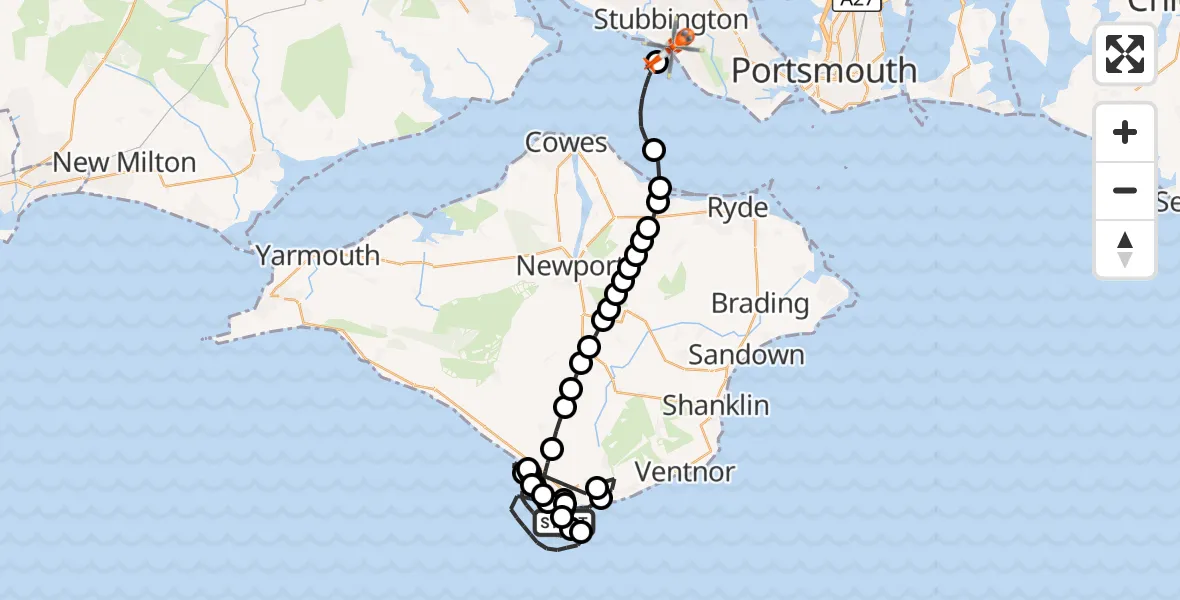 Flight route Coastguard Helicopter English Channel - Stubbington, 19 October 2026, 09:23
