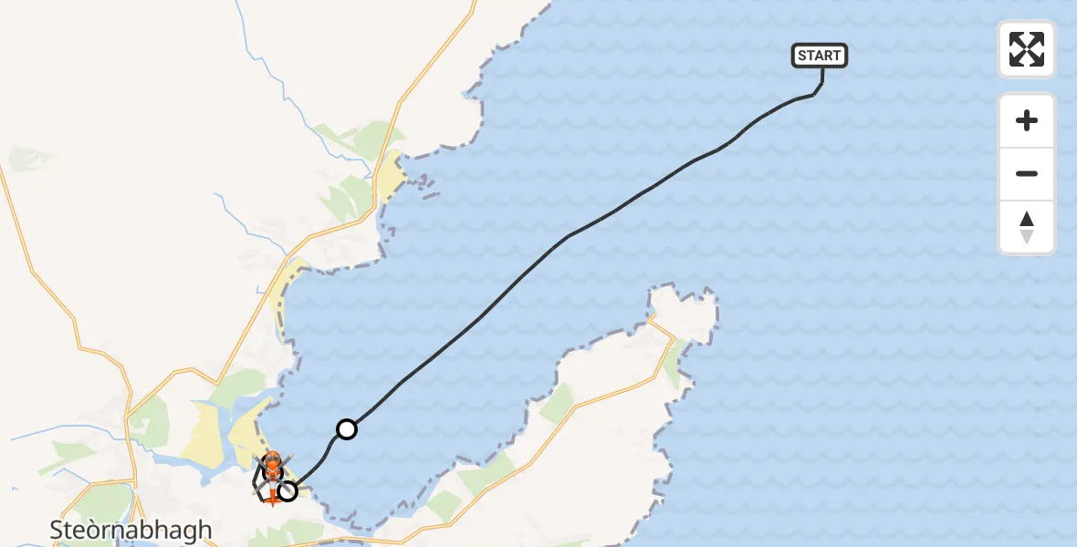 Flight route Coastguard Helicopter Inner Seas - Stornoway Airport, 19 October 2026, 10:21