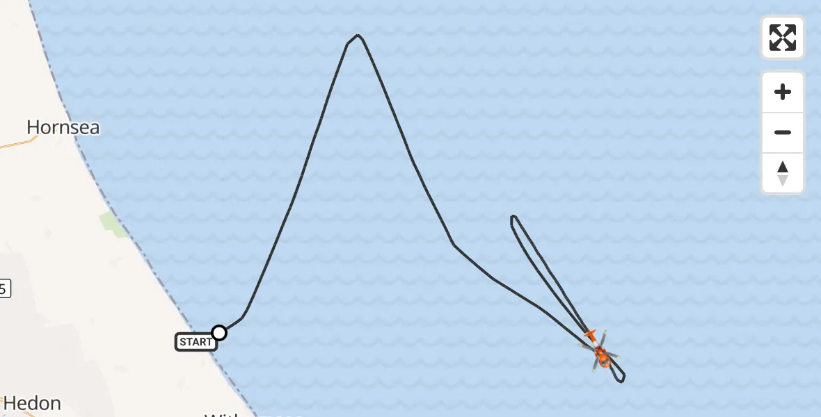 Flight route Coastguard Helicopter Roos - North Sea, 19 October 2026, 10:49