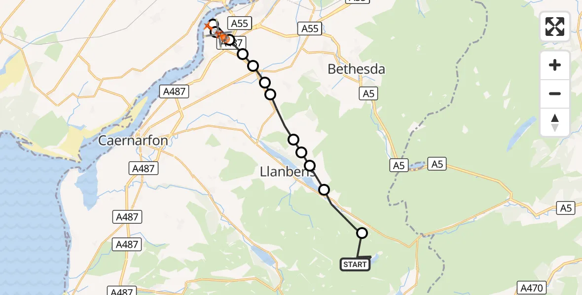 Flight route Coastguard Helicopter Beddgelert - Aber Pwll, 19 October 2026, 11:12