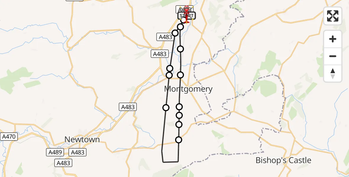 Flight route Air Ambulance Helicopter Welshpool Airport - Welshpool Airport, 19 October 2026, 13:06