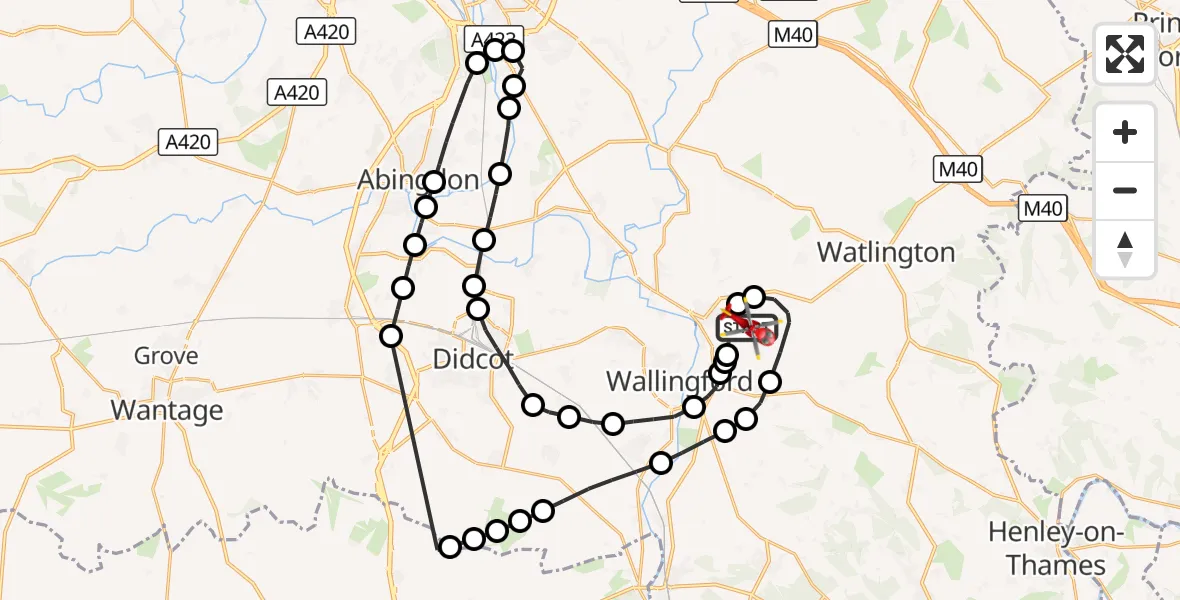 Flight route Air Ambulance Helicopter RAF Benson - RAF Benson, 19 October 2026, 14:31