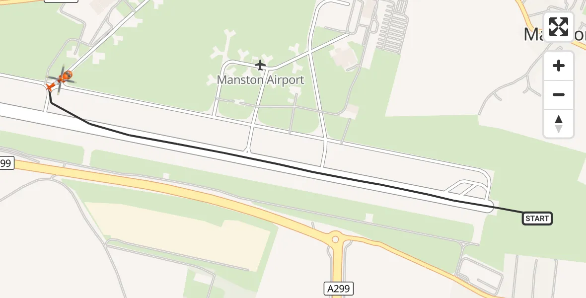 Flight route Coastguard Helicopter Manston Airport - Manston Airport, 19 October 2026, 14:42