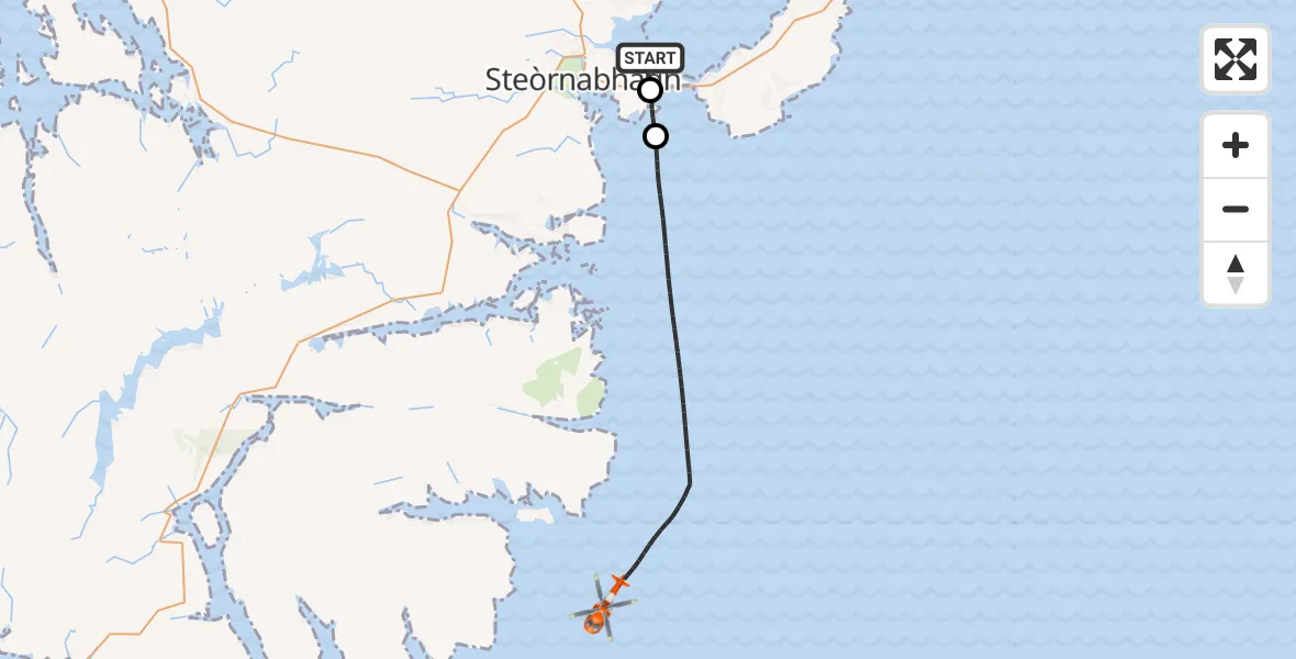 Flight route Coastguard Helicopter Stornoway Airport - Inner Seas, 19 October 2026, 16:10
