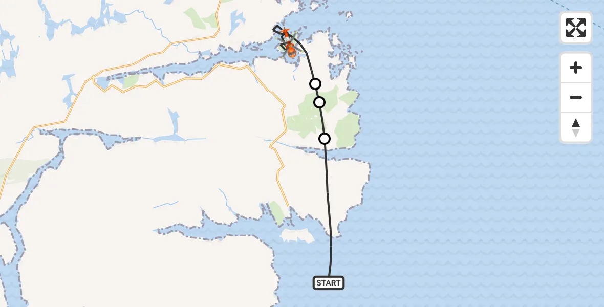 Flight route Coastguard Helicopter Inner Seas - Inner Seas, 19 October 2026, 17:11