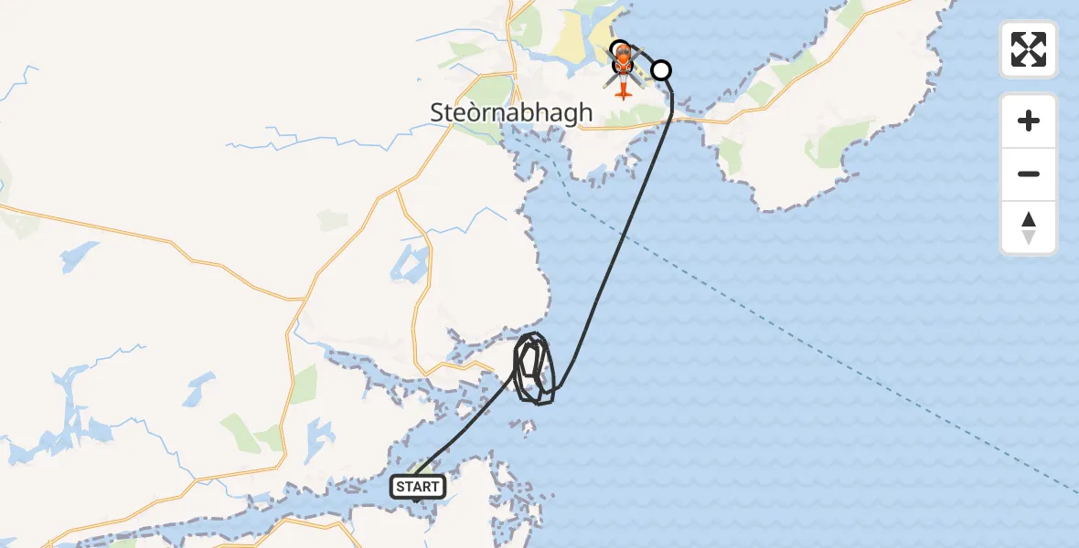 Flight route Coastguard Helicopter Inner Seas - Stornoway Airport, 19 October 2026, 17:29